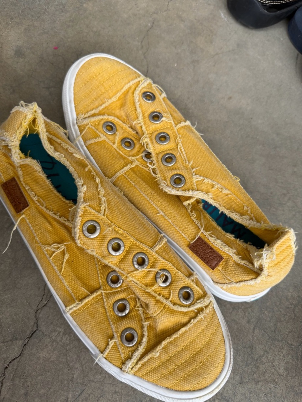 Blowfish Malibu Yellow Frayed Slip-On Sneakers - Picture 4 of 5